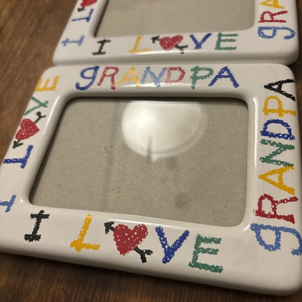 Vintage I Love My Grandma/Grandpa Ceramic Picture Frame 6.5